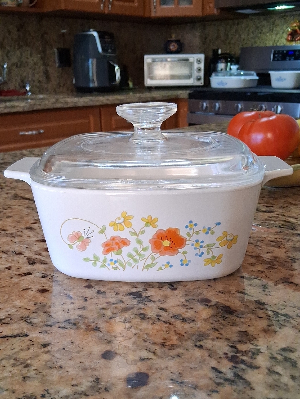RARE Vintage 1970's Wildflower Pattern Corningware dish. A-1 1/2-B. 1 1/2 Quart.